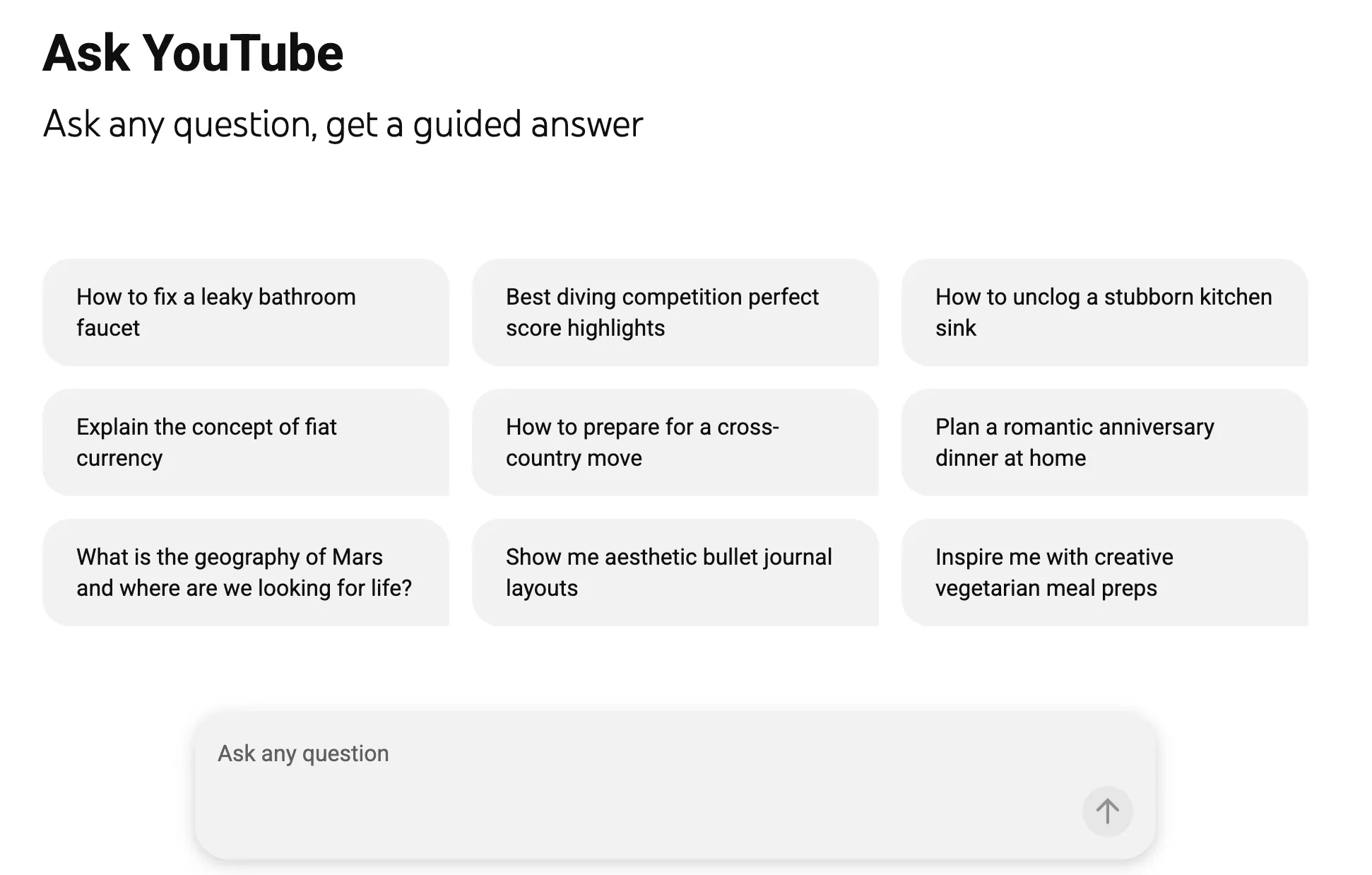 A screenshot of the “Ask YouTube” search experience.